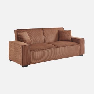 Sweeek Sweeek - Sof&aacute; Cama De Pana De 3 Plazas, Feel, Camel, 231x96.5x80 Cm