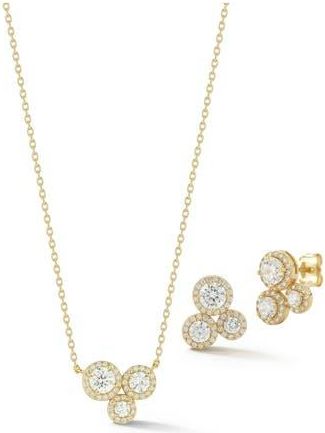Glaze Jewelry Cluster Cubic Zirconia Pendant Necklace & Stud Earrings Set in Gold at Nordstrom Rack