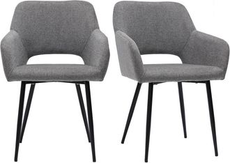 Miliboo Miliboo - Set De 2 Sillas Efecto Aterciopelado Texturizado Gris Laurette
