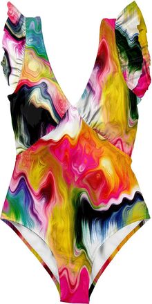 Averie Womens Shanaya One Piece Swimsuit, White, L