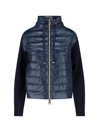 Herno Navy Padded Knit and Nylon Jacket