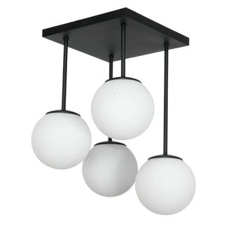 OEM L&aacute;mpara De Techo, Negra Cl&aacute;sica, Pantallas De Bolas De Cristal Blancas, 15-452 Sonia