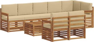 vidaXL Conjunto De Sof&aacute;s De Exterior 9 Uds. Natural Y Beige Poli&eacute;ster Vidaxl
