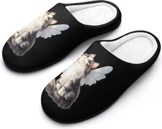Generic Kitty Cat with Wings Slippers Men Winter Warm Cotton Anti-Slip Indoor Slip-Ons House Shoes