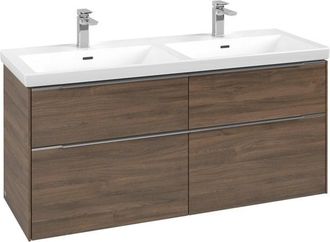 Villeroy & Boch Subway 3.0 wastafelonderkast - 127.2x57.9cm - 4 lades Arizona oak