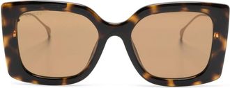 Gucci tortoiseshell-effect oversize-frame sunglasses - women - Acetate - 54 - Brown