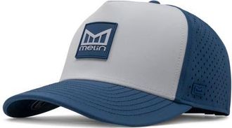 Melin Odyssey Stacked Sea Port Hydro Adjustable Performance Ball Cap in Steel Blue/White at Nordstrom, Size X-Large