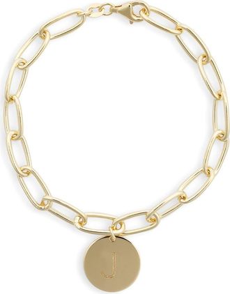Meshmerise Initial Disc Charm Bracelet in Yellow-J at Nordstrom Rack