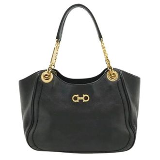 Ferragamo Pre-owned Shoulder Bags, female, Black, Size: ONE SIZE Pre-owned Leather Shoulder Bag