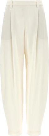 Brunello Cucinelli Fluid Twill Broeken - Dames - Broeken - Beige - L - Linnen - Broeken