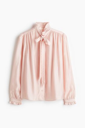 H&M Bluse mit Schleifenkragen - Puderrosa