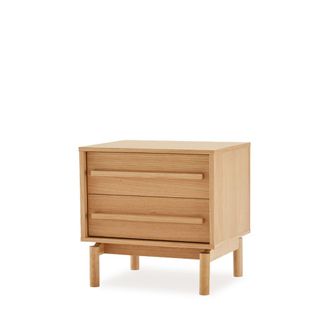 Koketto Home Mesita de noche de 60 cm con 2 cajones de madera y estilo n&oacute;rdico