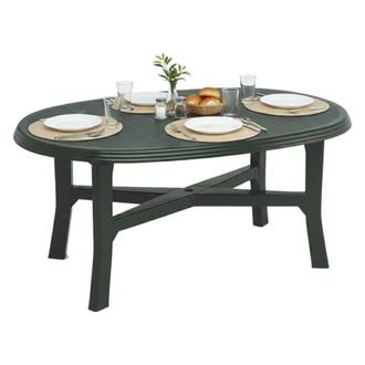 Dmora Dmora Table Ovale Modulable, Made In Italy, 165 X 110 X 72 Cm, Couleur Verte