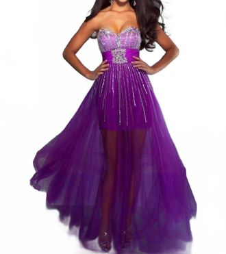 Mac Duggal Strapless Gown In Purple