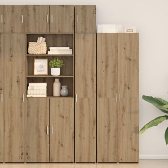 Berkfield Home Slim Storage Cabinet Artisan Oak 30x42.5x225 cm Engineered Wood in Brown