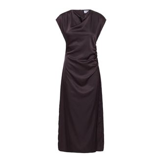 Saint Tropez Jurk met kapmouwen en gedrapeerde zijkanten - Dames - Casual kleedjes - Bruin - L - Polyester - Kleedjes