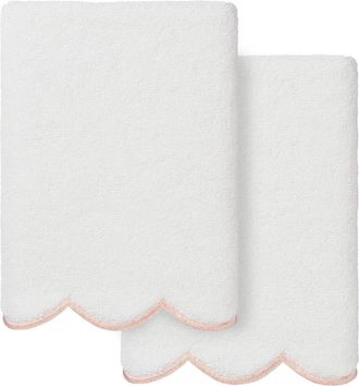 Linum Home Textiles 100% Turkish Cotton Adornia Scallop 2Pc Hand Towel Set