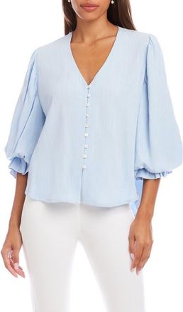Karen Kane Linen Blend Top in Blue at Nordstrom, Size Medium