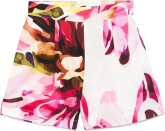 AMOTEA Robijnroze Geplooide Shorts - Dames - Bermuda - Veelkleurig - L - Korte Broeken