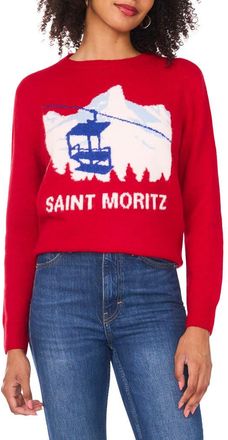 Vince Camuto Saint Moritz Crewneck Sweater in Glamour Red at Nordstrom, Size X-Small P