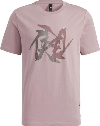 adidas Mens adidas WJ T GFX Martial Arts Series Word Printing Round Neck Short Sleeve Purple Pink T-Shirt HE5161