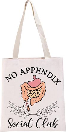 Generic PYOUL No Appendix Club Gift No Appendix Social Club Tote Bag Appendicitis Recovery Handbag Appendectomy Humor Gift (No Appendix Tote)