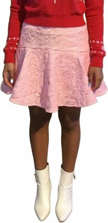 Entro Solid Textured Flare Mini Skirt In Pink