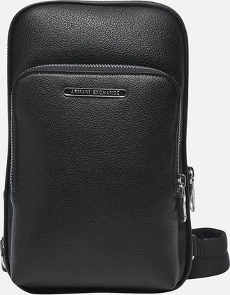 A|X Armani Exchange Mens Metal Logo Leather Sling Bag - Black - Size: ONE size