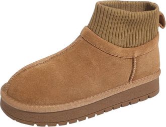 Generic Women winter snow boots with plush thick insulation thick sole casual sports socks short boots (yellow,6.5)