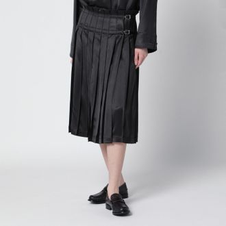 Durazzi Milano Dark grey glossy viscose pleated skirt