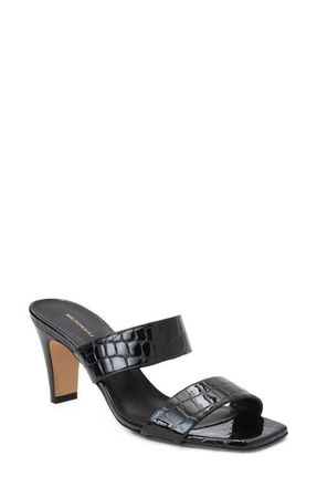 Bruno Magli Vezza Embossed Slide Sandal in Black Patent/Croc at Nordstrom, Size 10.5