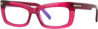 Tom Ford FT5966-B 075 Shiny Fuxia/Clear Blue Light Block 55mm