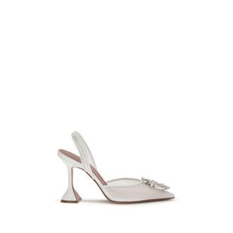 Amina Muaddi White Polyester Platform Womens Pumps