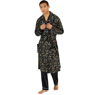 Inc International Concepts I. N.C. International Concepts Robe Mens Black Floral Belted Waist UPS1014