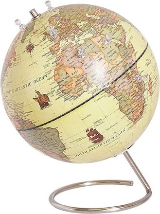 Beliani Mappamondo in Plastica Gialla Supporto Acciaio e Magneti 25 cm Cartier
