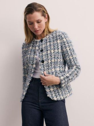 The Fold Sunbury Tweed Jacket in Navy at Nordstrom, Size 12