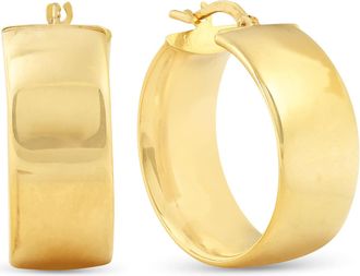 Pompeii3 14K Yellow Gold Classic High Polished 19mm Womens Hoops Earrings