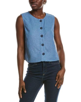 Jones New York Linen-Blend Crop Top
