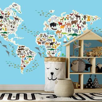 HEXOA Papel pintado infantil el mundo de los animales 364x270cm