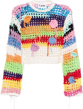 Cavia striped crochet-knit jumper - women - Fabric - M - White