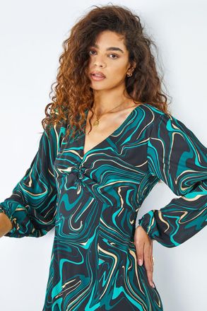 Roman Marble Print Midi Dress