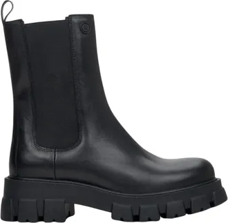 Estro & Luminara Schoenen, Dames, Zwart, 36 EU, Leer, Hoge Chelsea Boots