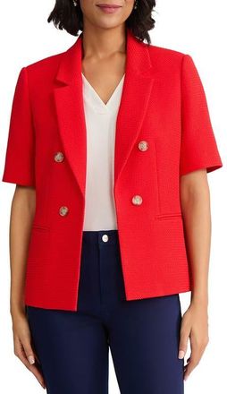 Jones New York Short Sleeve Double Breasted Blazer in Rouge at Nordstrom, Size X-Small