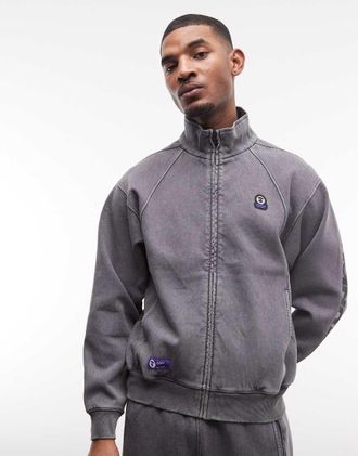 Aape By A Bathing Ape Aape by A Bathing Ape - Maglione nero slavato con zip e logo in coordinato