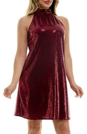 Bebe Trap Disco Dot Halter Dress in Wine at Nordstrom Rack, Size X-Large