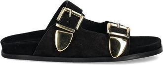 Billi Bi Slippers met dubbele gesp - Zwart