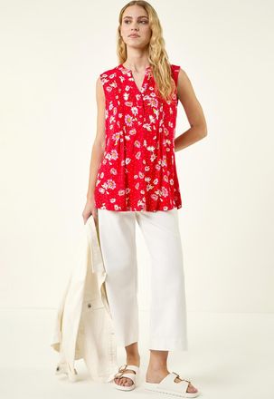 Roman Ditsy Floral Print Pintuck Top