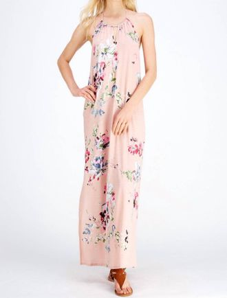 Entro Floral Halter Maxi Dress In Blush