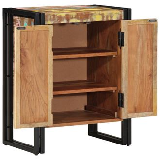 Berkfield Home Shoe Cabinet Black 30x30x40 cm Solid Reclaimed Wood & Steel in Brown | Size: 30 x 30 x 40 cm
