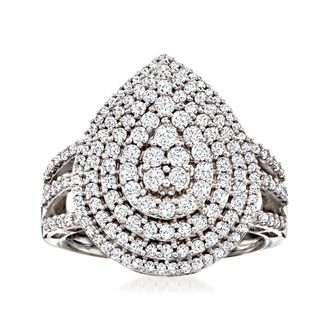 Ross-Simons 1.03- Diamond Graduated Pear-Shaped Ring in Sterling Silver